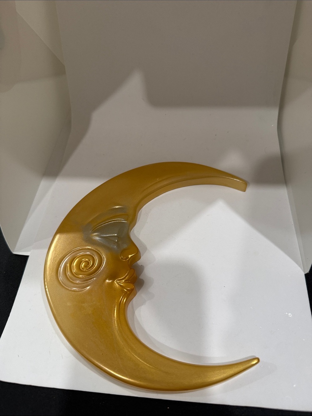 Golden Crescent Moon Wall Decor - Metallic Accent
